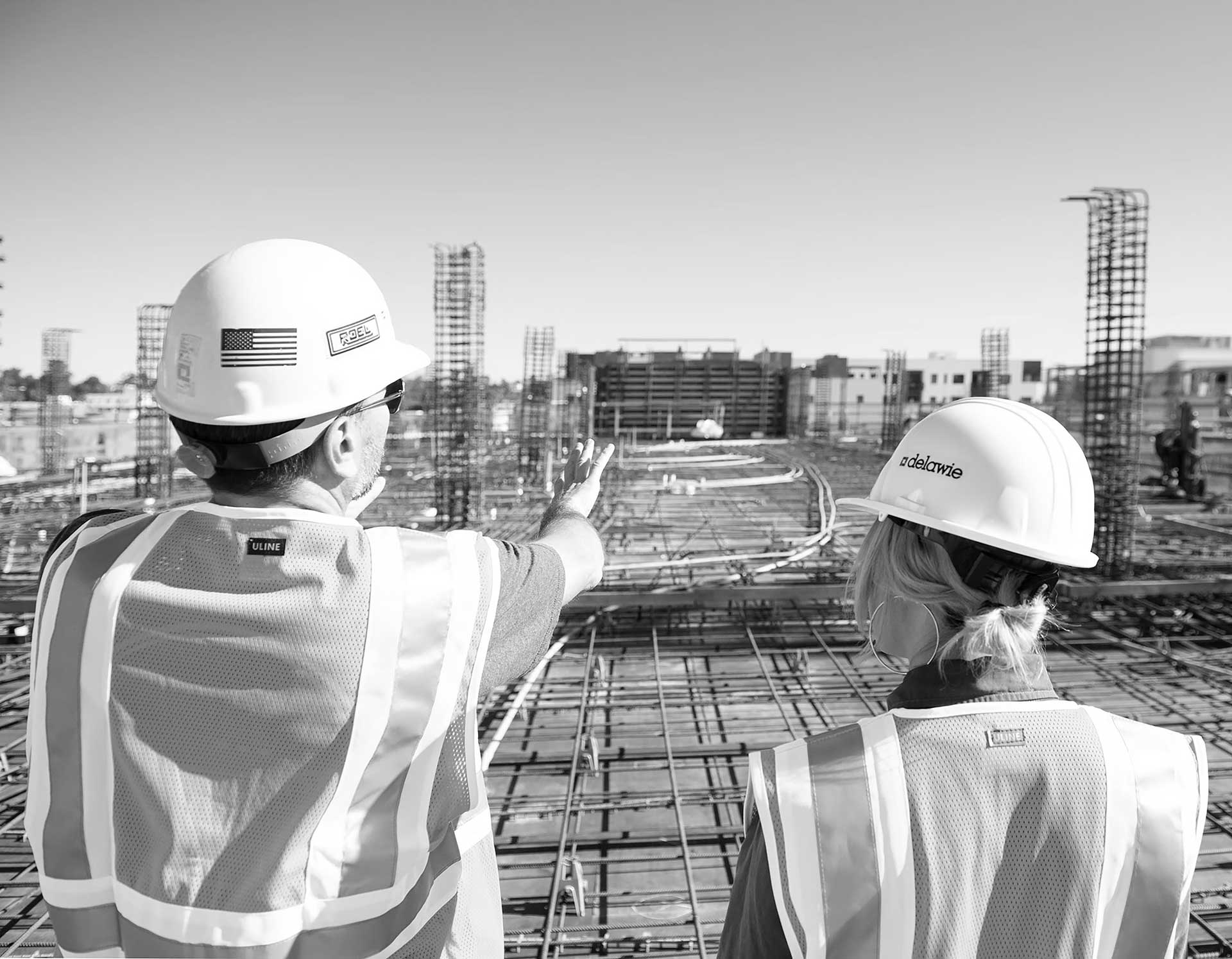 People working on construction site