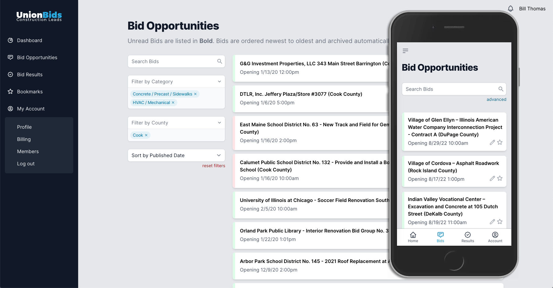 UnionBids Dashboard